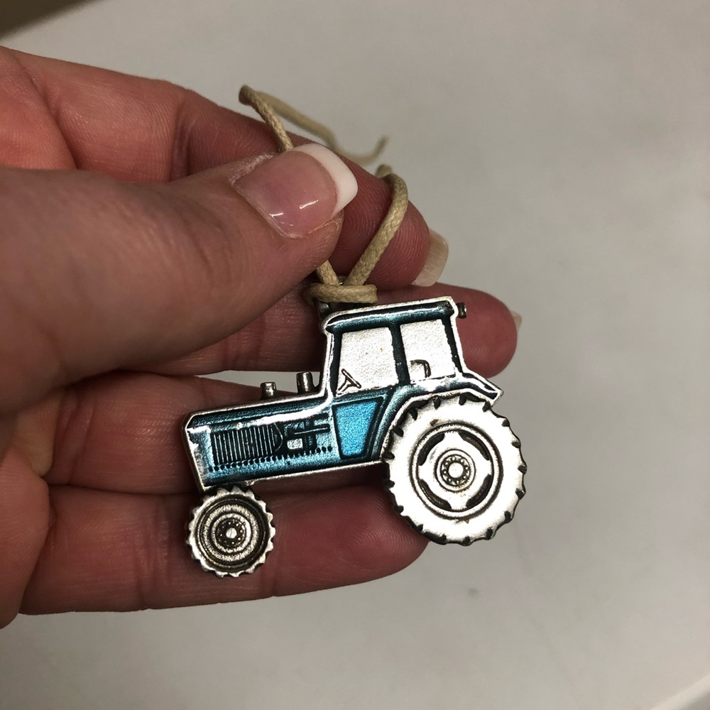 Pewter Silver Tractor Ornament tie-on